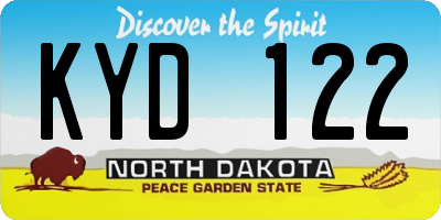 ND license plate KYD122