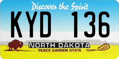 ND license plate KYD136
