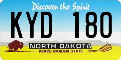 ND license plate KYD180