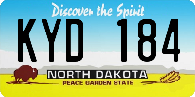 ND license plate KYD184