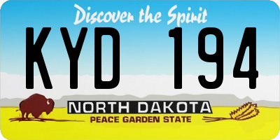 ND license plate KYD194