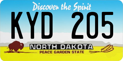ND license plate KYD205