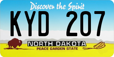 ND license plate KYD207