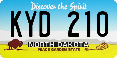 ND license plate KYD210