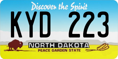ND license plate KYD223