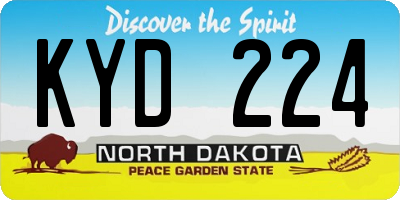 ND license plate KYD224