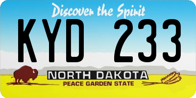 ND license plate KYD233