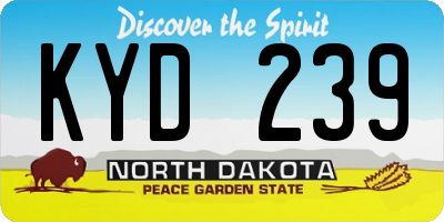 ND license plate KYD239