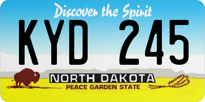 ND license plate KYD245