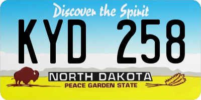 ND license plate KYD258
