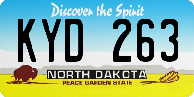 ND license plate KYD263
