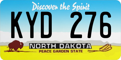 ND license plate KYD276