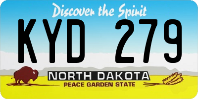 ND license plate KYD279