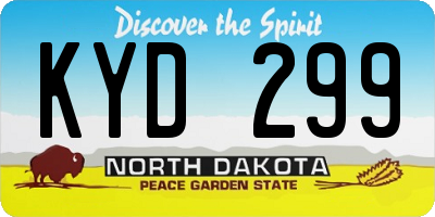 ND license plate KYD299