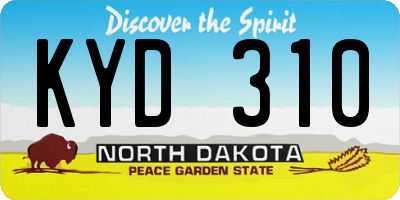 ND license plate KYD310