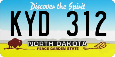 ND license plate KYD312