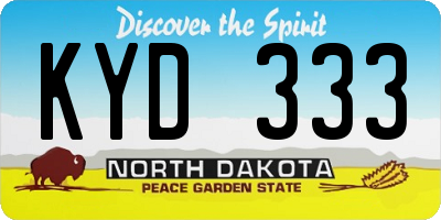 ND license plate KYD333