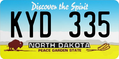 ND license plate KYD335