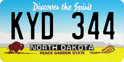 ND license plate KYD344