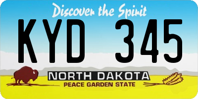ND license plate KYD345