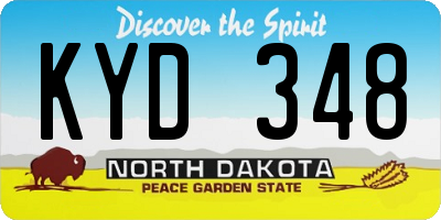 ND license plate KYD348