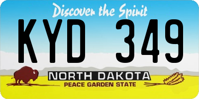 ND license plate KYD349