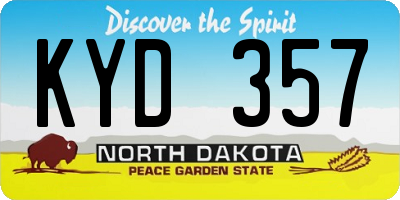 ND license plate KYD357