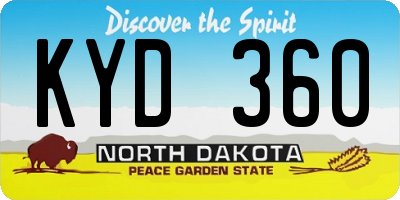 ND license plate KYD360