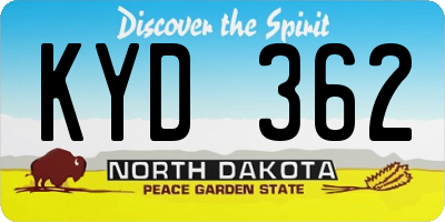 ND license plate KYD362