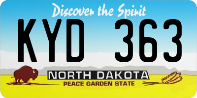 ND license plate KYD363