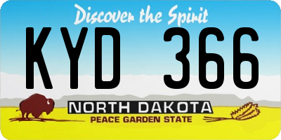 ND license plate KYD366