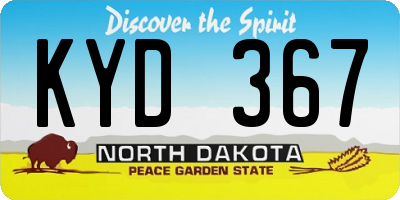 ND license plate KYD367