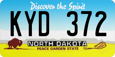 ND license plate KYD372