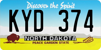 ND license plate KYD374