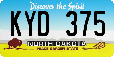 ND license plate KYD375