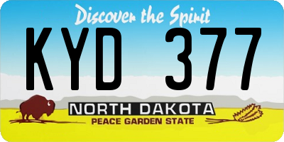 ND license plate KYD377