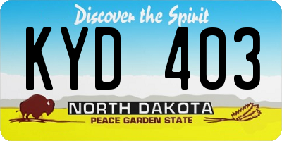 ND license plate KYD403