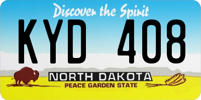 ND license plate KYD408