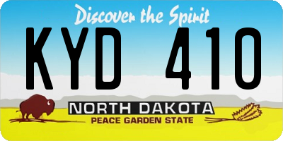 ND license plate KYD410