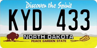 ND license plate KYD433
