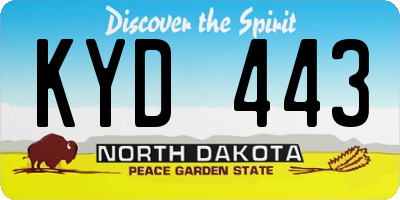 ND license plate KYD443