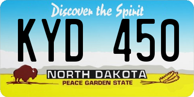 ND license plate KYD450
