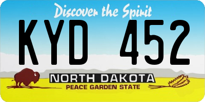 ND license plate KYD452