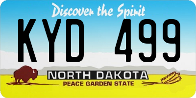 ND license plate KYD499
