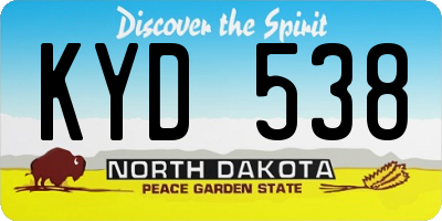 ND license plate KYD538