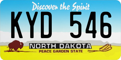 ND license plate KYD546