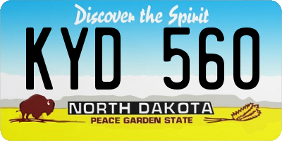 ND license plate KYD560
