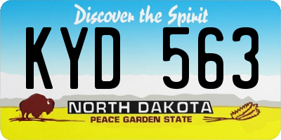 ND license plate KYD563