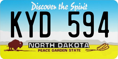 ND license plate KYD594