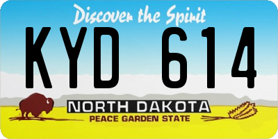 ND license plate KYD614